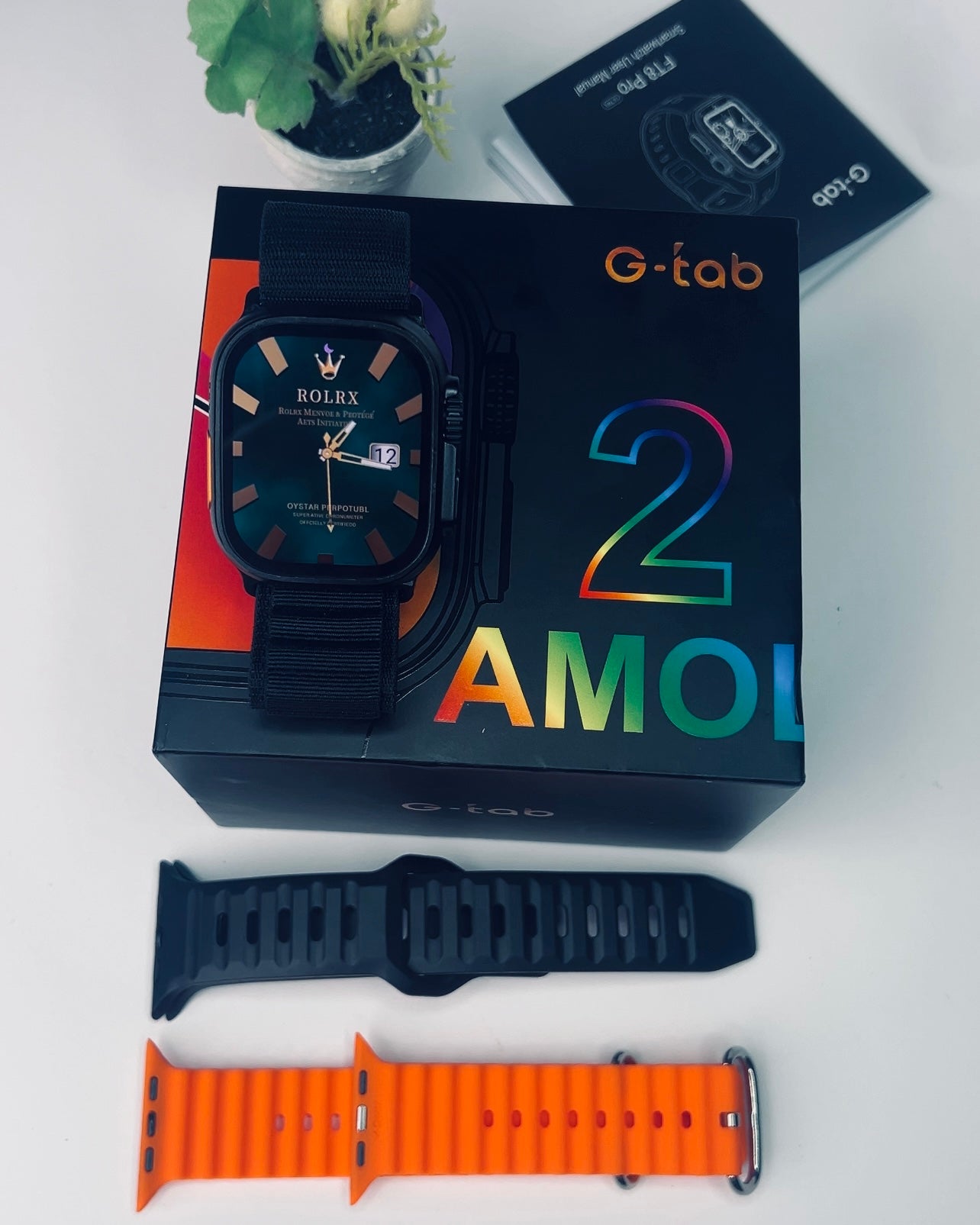 G-Tab Smart Watch AMOLED 2.02 Inch Display With 2 Extra Strap