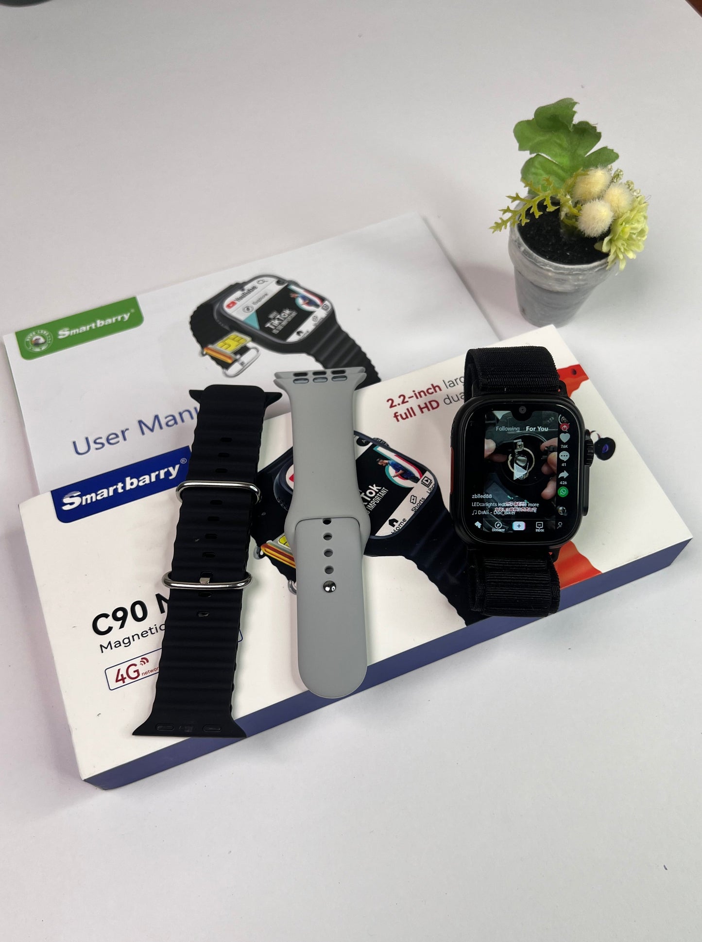 Newest Sim Card Wifi Smart Watch With Dual camera And Three Straps